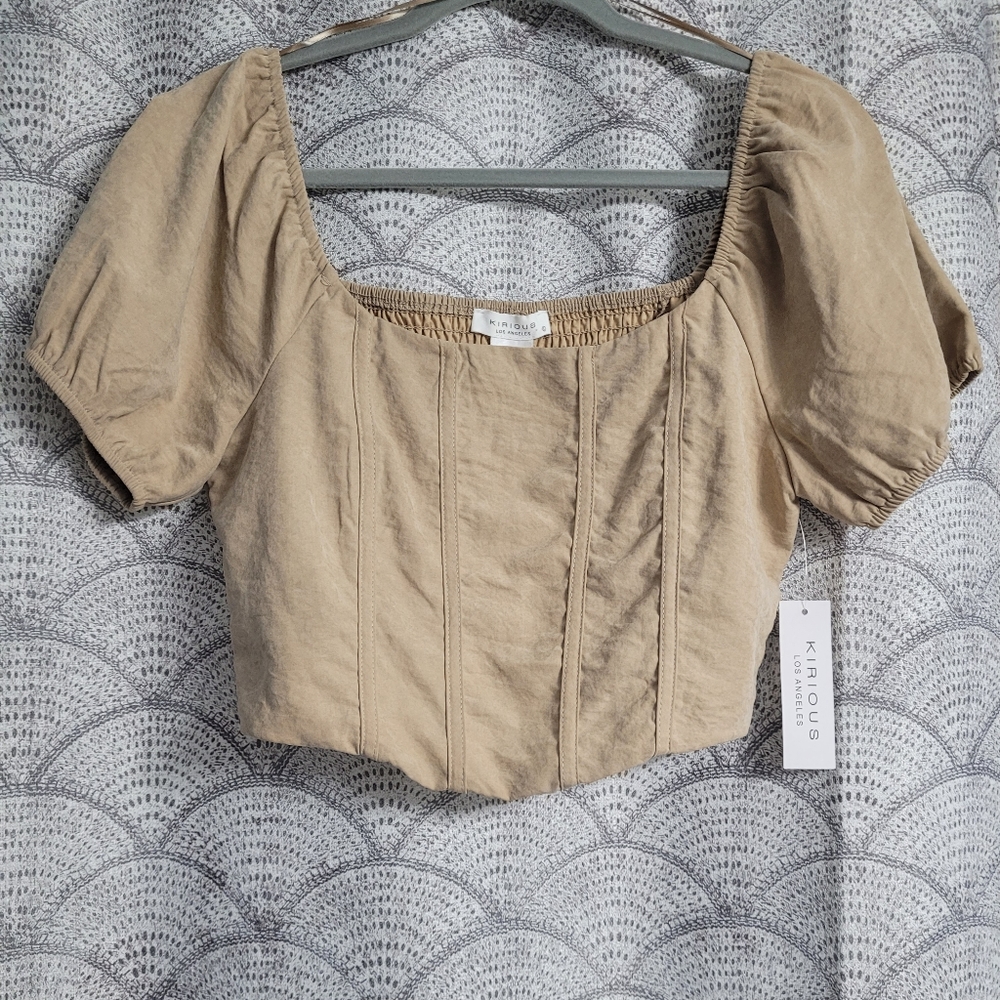 Kirious Los Angeles Women's Beige Corset Crop Top Size Large